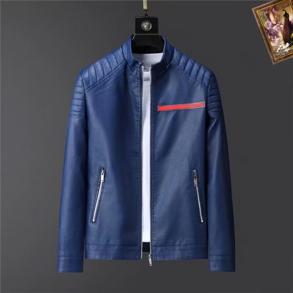 2023 hommes veste en cuir de créateur manteaux de haute qualité en cuir noir brodé lâche col montant vestes taille M-3XL