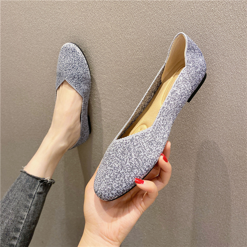 

New round head flat bottom Flying -weaving princess women's shoes are breathable and comfortable in puple, Regular