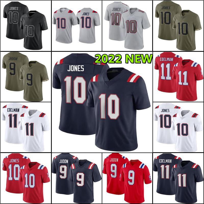 

10 Mac Jones Football Jersey 9 Matthew Judon Julian Edelman Dont'a Hightower Chase Winovich Damien Harris Devin McCourty Matthew Slater Christian Barmore, As