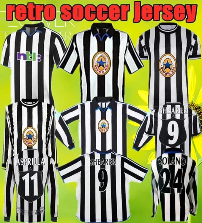 

1997 1998 1999 2000 2001 Shearer Newcastl e retro soccer jersey NEW CASTLE 97 98 ASPRILLA Barnes Pearce Batty United Rush vintage classic football shirt Long sleeves