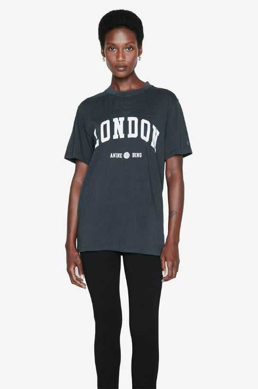 

Classic Anine Bing Women Designer Tshirt Letter Print Sleeve Embroidery Cotton Short Sleeve Tshirt Tees PC8J, London black