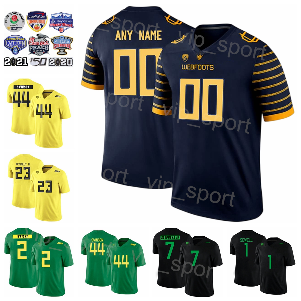 

NCAA Football Oregon Ducks College Jersey 2 Mykael Wright 23 Verone McKinley III 10 Justin Flowe 1 Noah Sewell 7 Steve Stephens IV 44 Bradyn Swinson Green Black Yellow