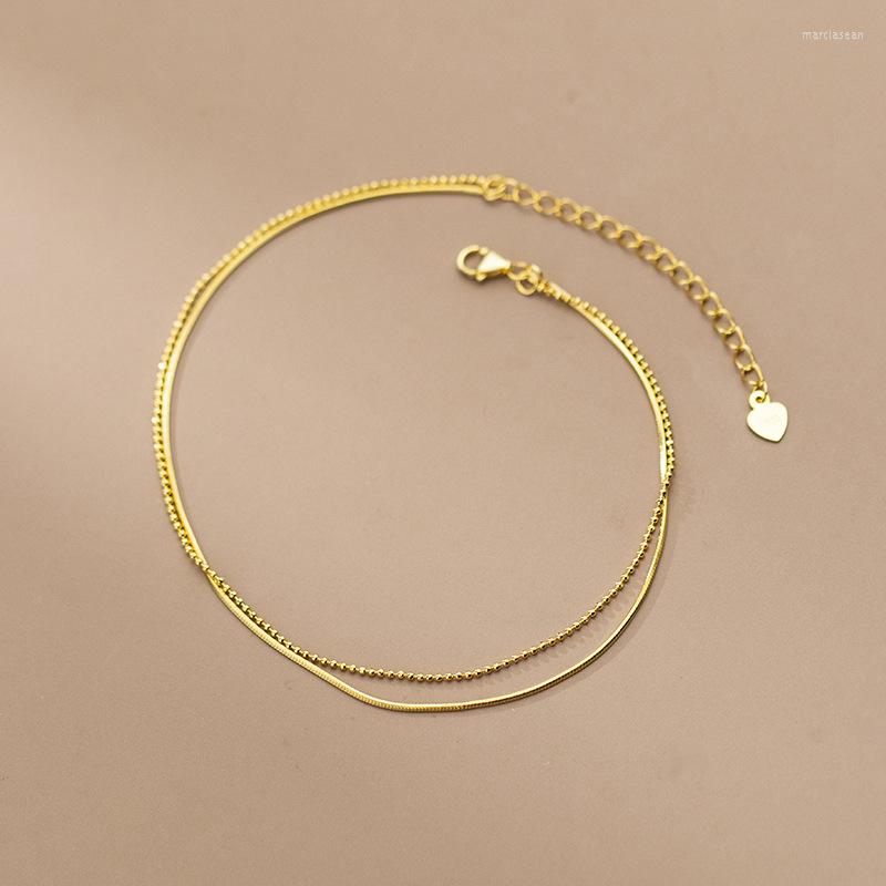 

Anklets Foot Decoration 925 Silver Gold For Women Fashion Jewelry Female Leg Bracelet Snake Round Bead Chain Beach Summer Link