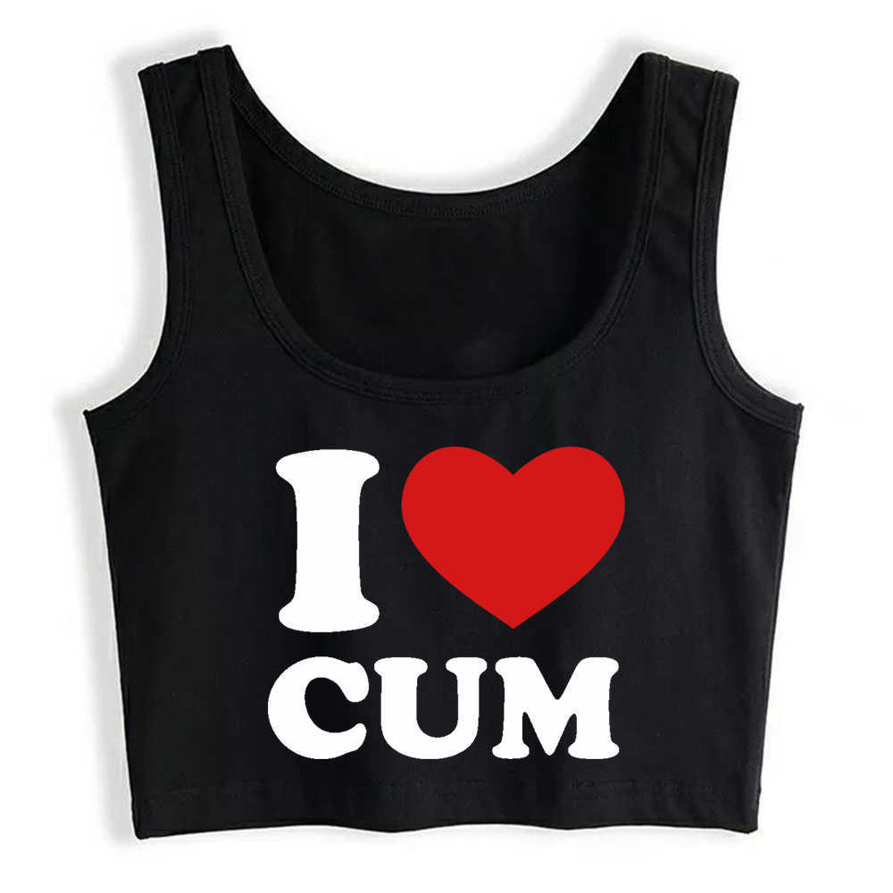 

Women' Tanks Camis Crop Top Women I Love Cum Grunge Aesthetic Gothic Y2k Tank Top Female Clothes T221013, Black