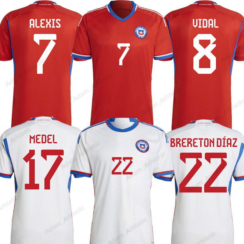 

Chile soccer jerseys 2022 Camiseta chilena ALEXIS VIDAL BRERETON DIAZ Chilean football jersey men kids kit MEDEL MENESES PAULO DIAZ NUNEZ national team uniform, 2022 home