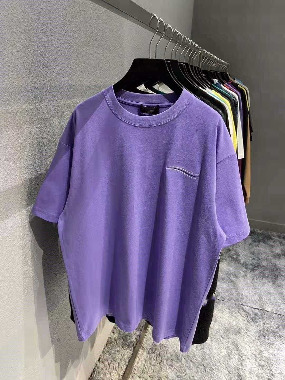 

Fashion Brand Designer T Shirt High Quality Letter Embroidery Short Sleeve Paris Men And Women Short Sleeve Purple, Dark grey blue