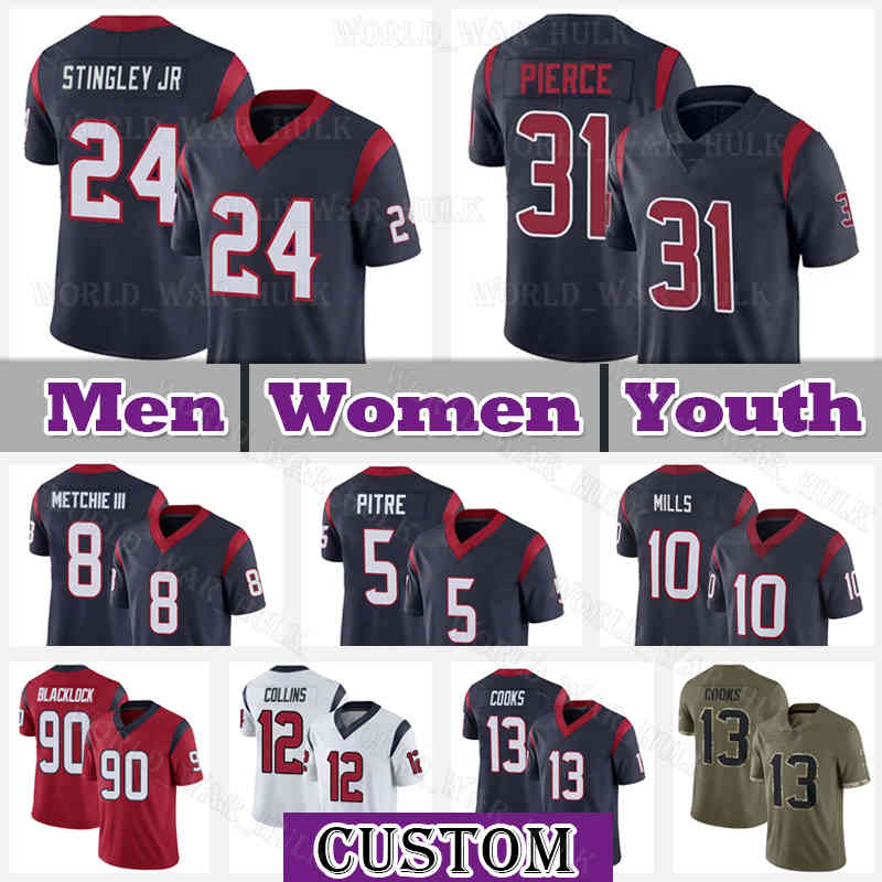 

24 Derek Stingley Jr. Football Jersey 10 Davis Mills 13 Brandin Cooks Houstons Texans 30 Darius Anderson Dameon Pierce Nico Collins Jalen Pitre Roy Lopez Blake Cashman, Men jersey(dzr)