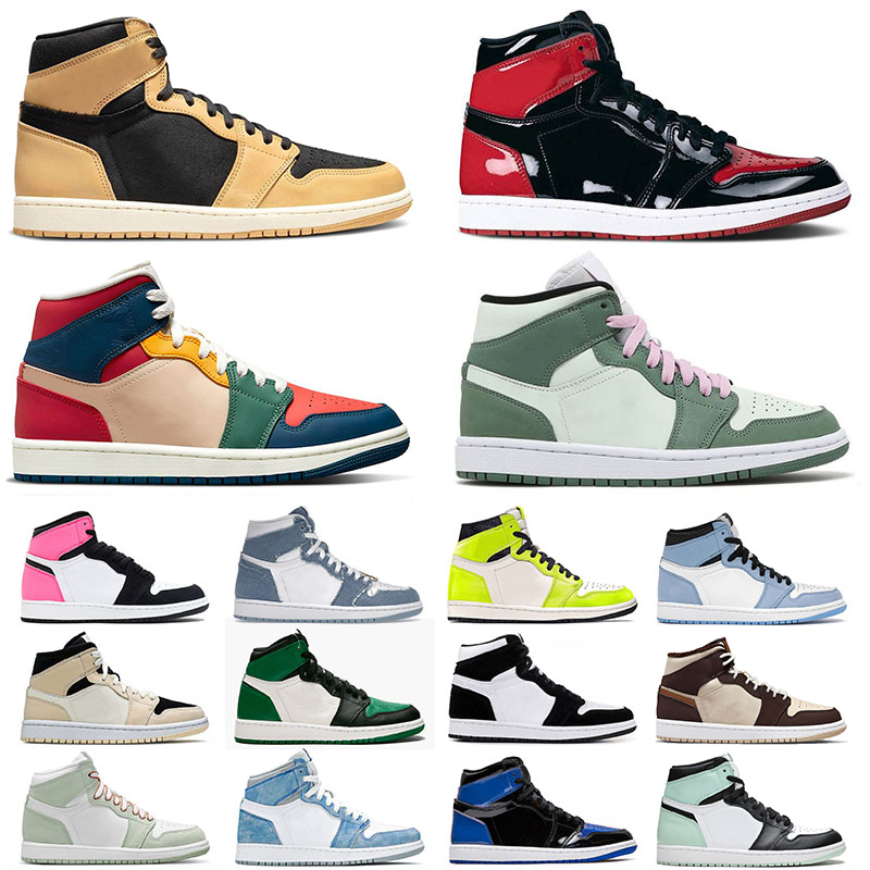 

Jumpman 1 1s Mens Womens Basketball Shoes Retro University Blue High Panda Pine Green Mocha Mid Dutch Green Designer J1 Sports Sneakers jordas, 36-47 patent bred