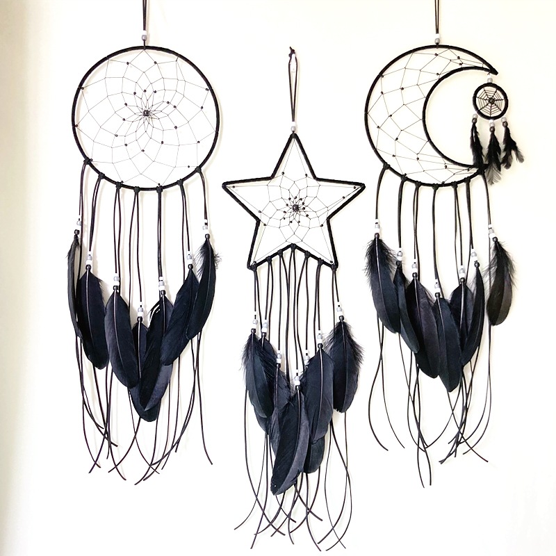 

3 Pieces Dream Catcher Moon Sun Decorative Objects Handmade Traditional Design White for Wall Hanging Home Decoration 1223256