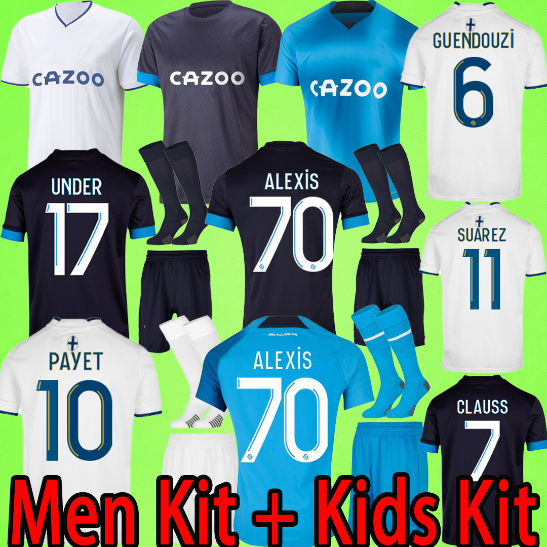 

Adult Kit Kids Sets with shorts socks Marseilles Soccer jerseys 2022 2023 boys Maillot De Foot 22 23 Men football shirt children ALEXIS PAYET HARIT GERSON UNDER NUNO, 2022 men