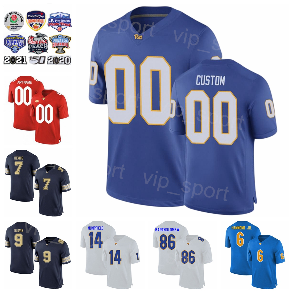 

NCAA Pittsburgh Panthers Jersey College Football 9 Kedon Slovis 19 Nate Yarnell 6 Rodney Hammond Jr 14 Konata Mumpfield 86 Gavin Bartholomew 7 SirVocea Dennis Team, White