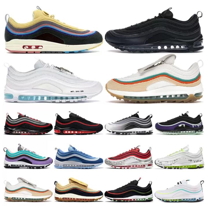 

Running Shoes Cushion Trainers Sports Sneakers Halloween Light Blue Red Leopard Reflective 97S Bred South Beach New Men Woman 97 Mens