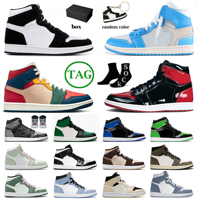 

With Box Jumpman 1 1s Mens Basketball Shoes Designer University Blue Panda Unc High OG Dark Mocha Mid Dutch Green Carbon Fiber Sneakers Big Size 12 13, 36-46 mid university blue