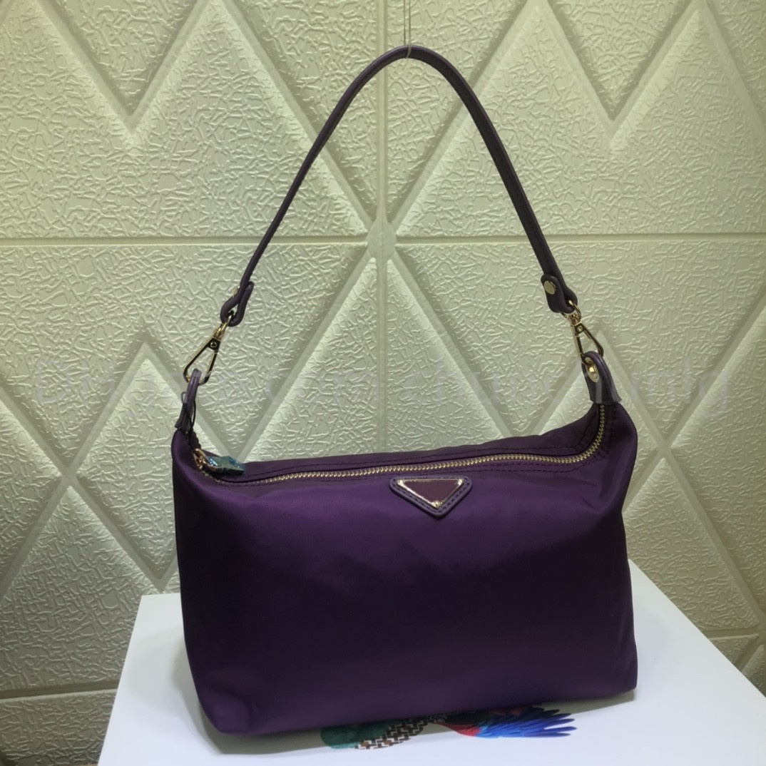 

Fashion Shoulder Bag Leather shoulders strap Crossbody Purse Women Lutch Handbag Zipper Triangle Decoration Plain Nylon Subaxillary Bags Hobo Handbags, Original box
