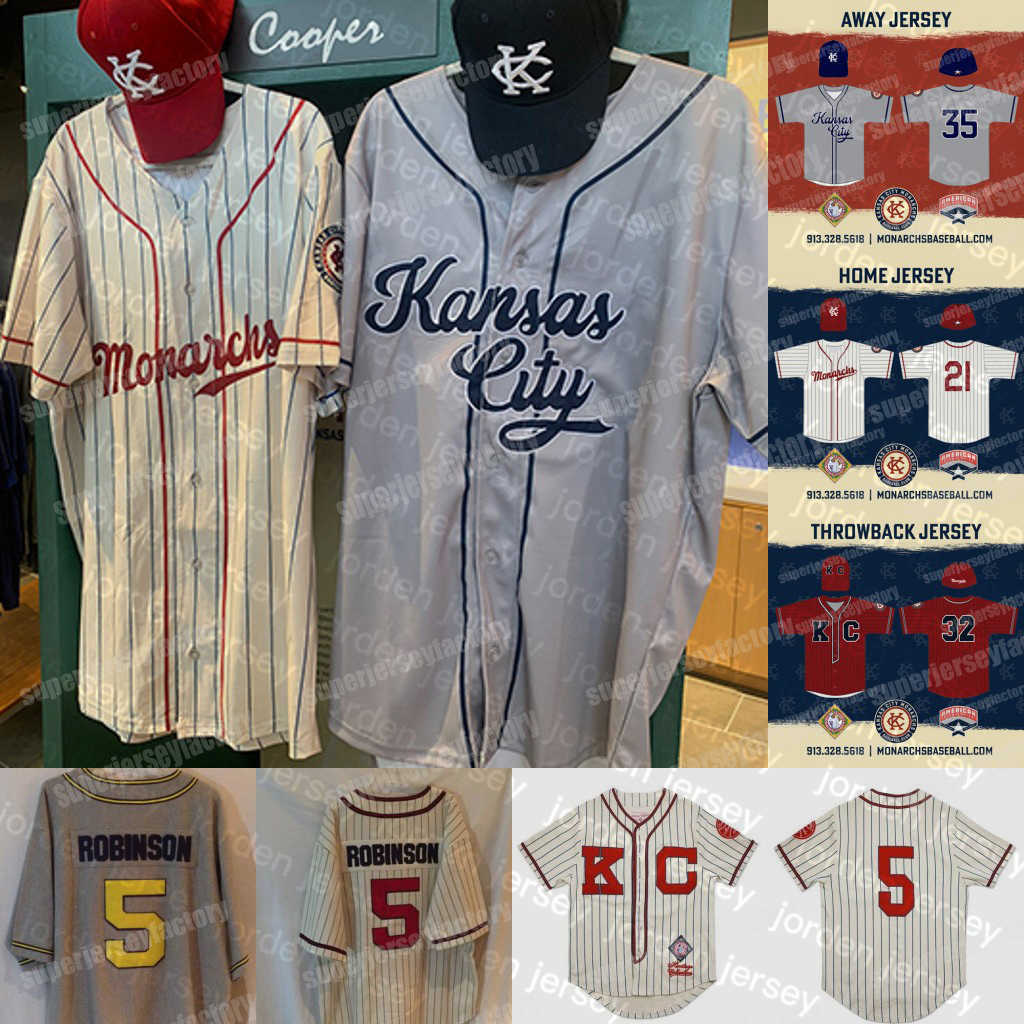 

Baseball Jerseys new College Baseball Wears 2021 Kansas City Monarchs NLBM Negro Leagues Baseball Jersey Robinson Kansas City Monarchs Negro League Home Away, Gray