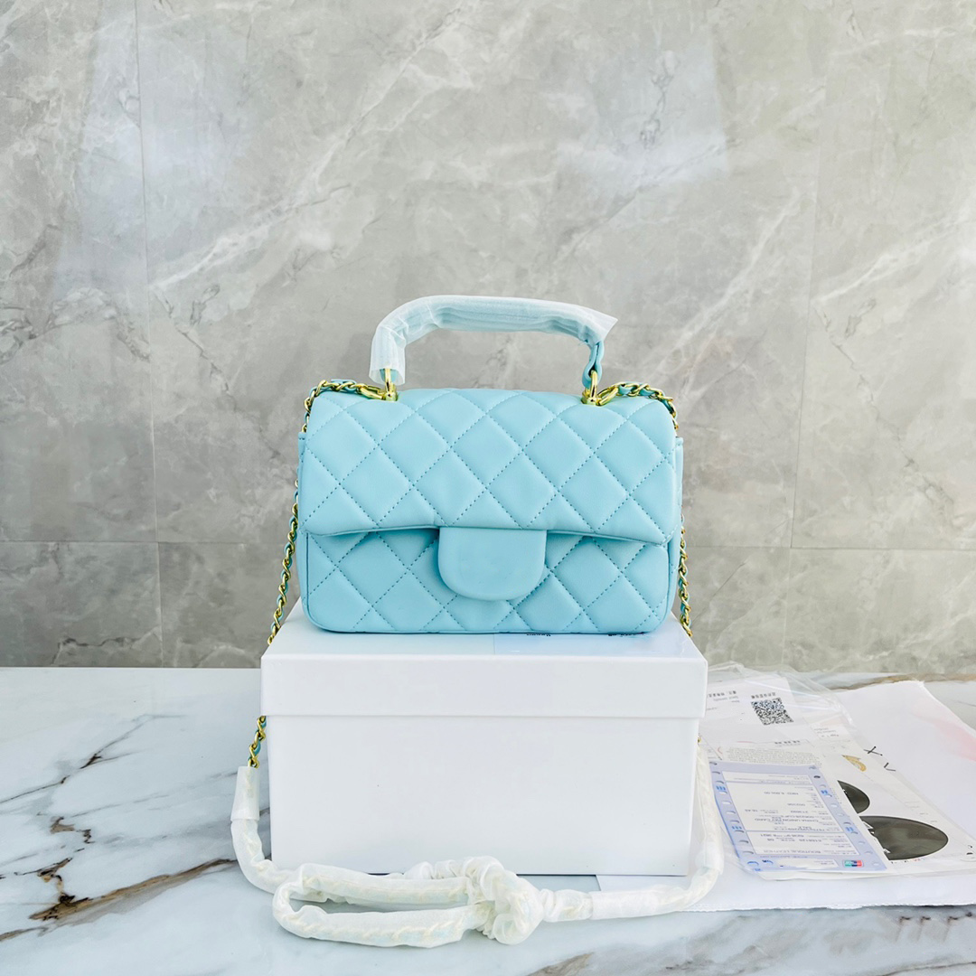 

2022 Women Luxury Designer Bags Real Leather Shoulder Bags Pink Medium Flap Purse Fashion Lady Handbags Classic Chain Clutch Shopping Bag the tote wallet wholesale, Blue lattice