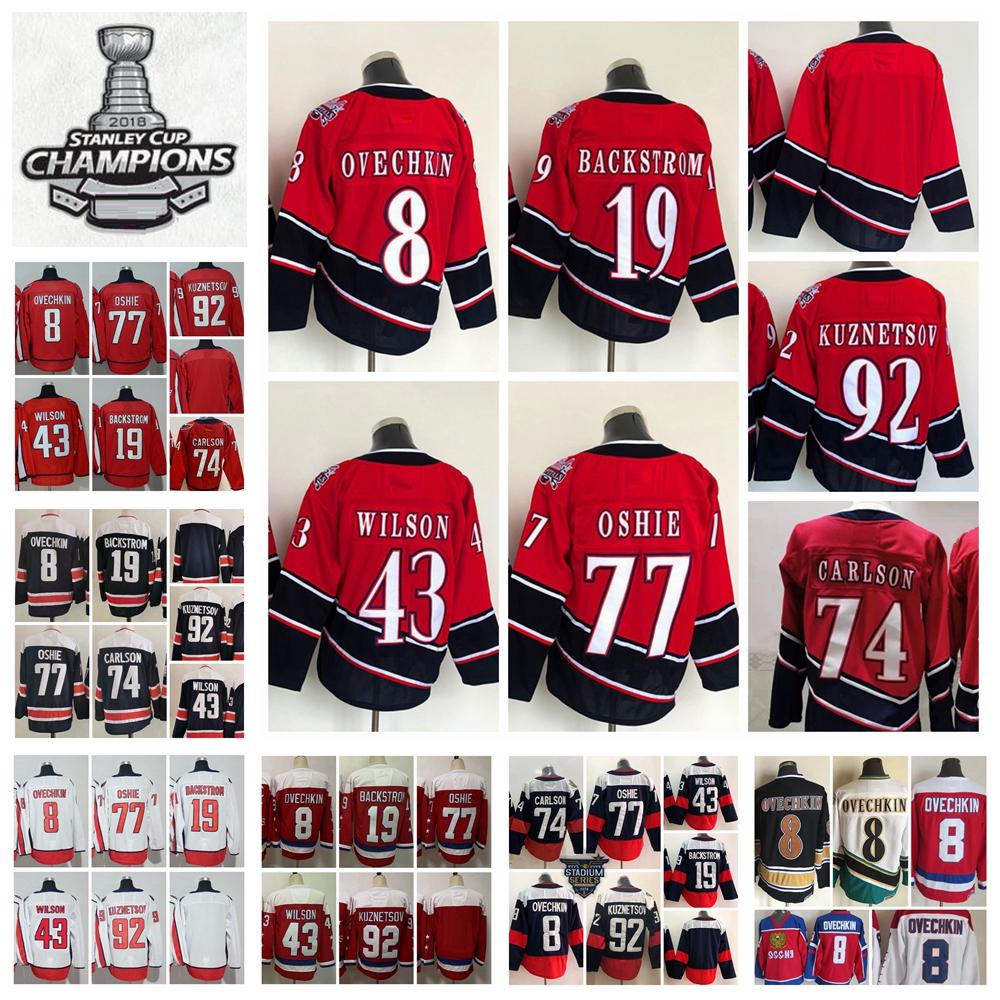 

2021 Reverse Retro 8 Alex Ovechkin Hockey Jerseys 77 TJ Oshie Nicklas Backstrom Evgeny Kuznetsov Tom Wilson John Carlson Stanley Cup Champio, White only 8