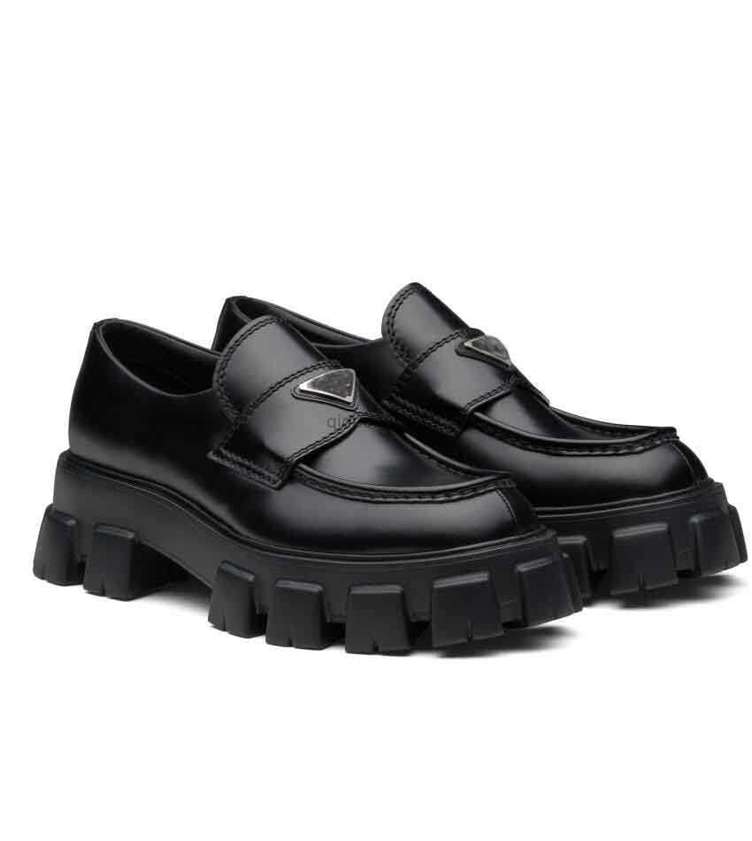

Elegant Brand Lug Sole Monolith Loafers Shoes Women Moccasins Black White Leather Casual Lady Girls Platform Sneakers Luxury Footwear