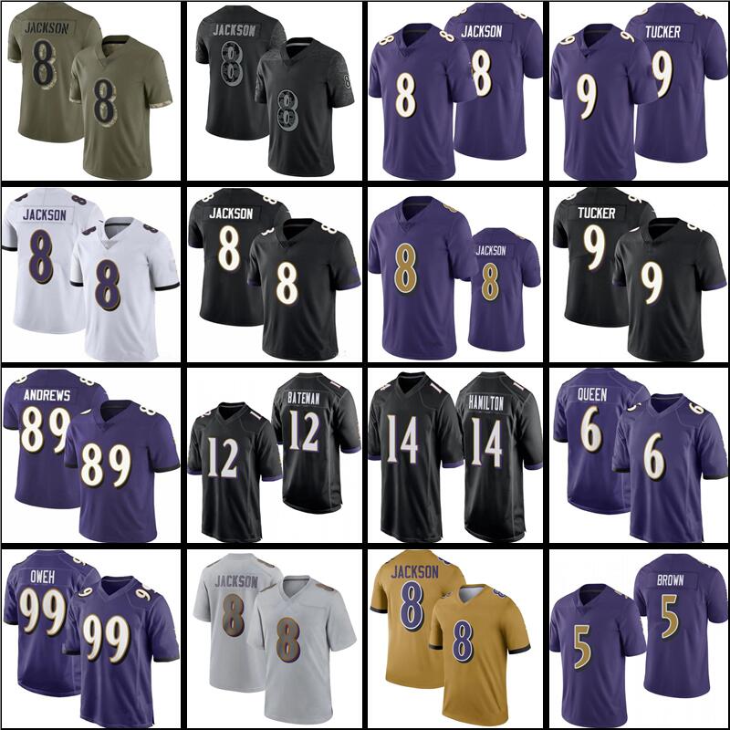 

Justin Tucker Patrick Queen Football Jersey 8 Lamar Jackson Odafe Oweh Mark Andrews Kyle Hamilton Ray Lewis Baltimores Raven Marlon Humphrey J.K. Dobbins Ed Reed Fagot, Men jersey