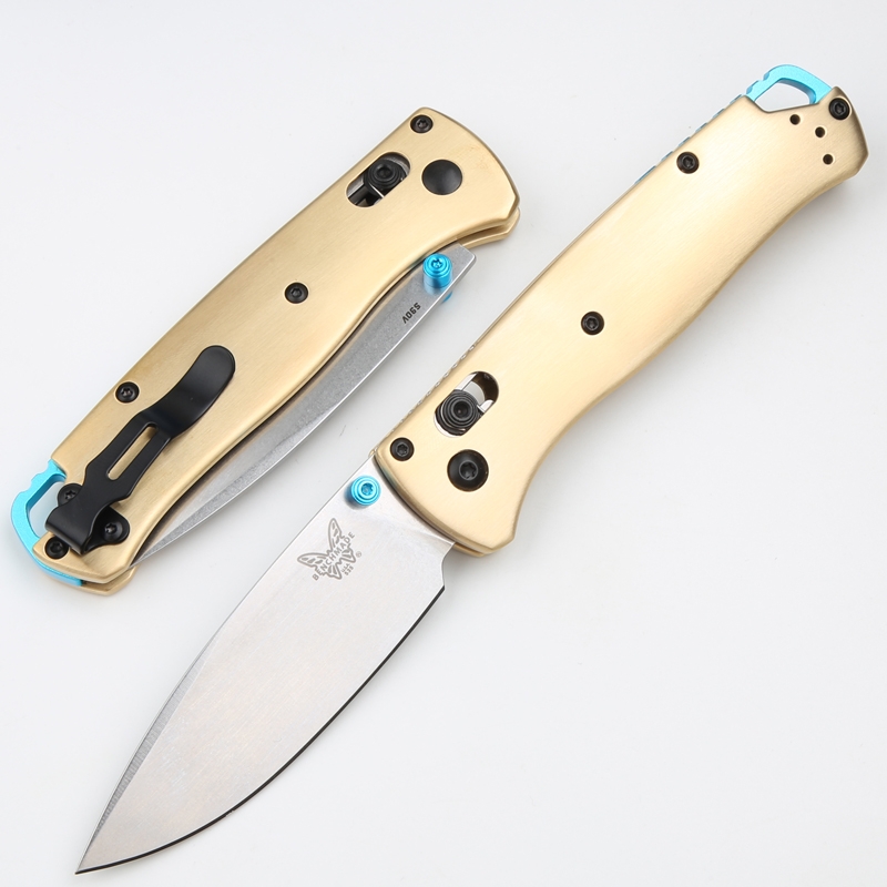 

Benchmade 535/535S Bugout AXIS Folding Knife 3.24 "S90V Satin Plain Blade Copper Handle Camping Knives outdoor pocket EDC tool BM42 BM31 BM62 BM47