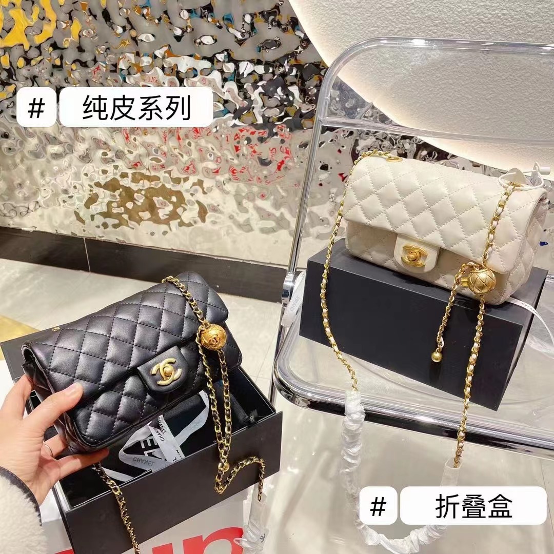 2022 Designer de luxe marque une épaule propre sac à bandoulière carré grosse sonnerie boule d'or chaîne de diamant réglable ins femelle petite b