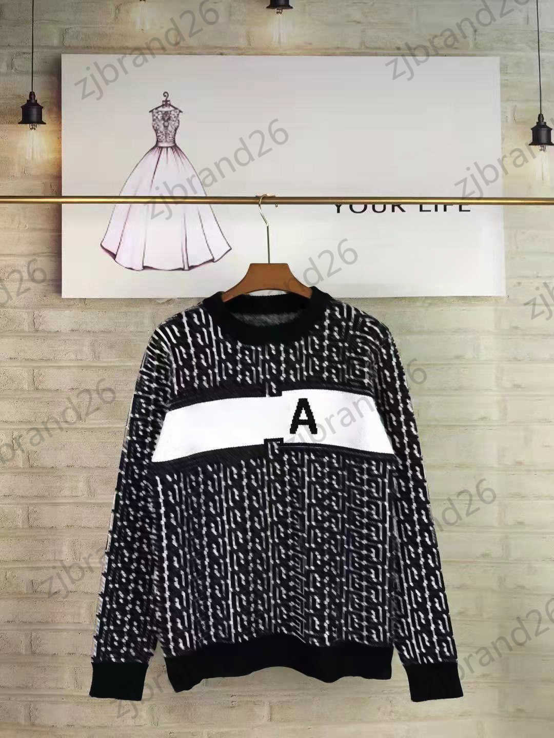 

Brand Womens Sweater Designer Sweater Front Letter Logo Ornament Stripes Regular Knitwear Round Neck Pullover Knitted Sweaters Tops Joker Loose Women Apparel