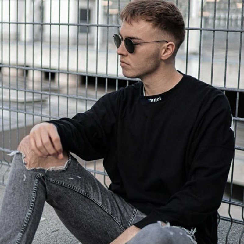 

Men's t shirt pa designer sweatshirt Angel Print Long Sleeve T-shirt men women Hip Hop Loose Oversize pullover sweater, 7101 # white