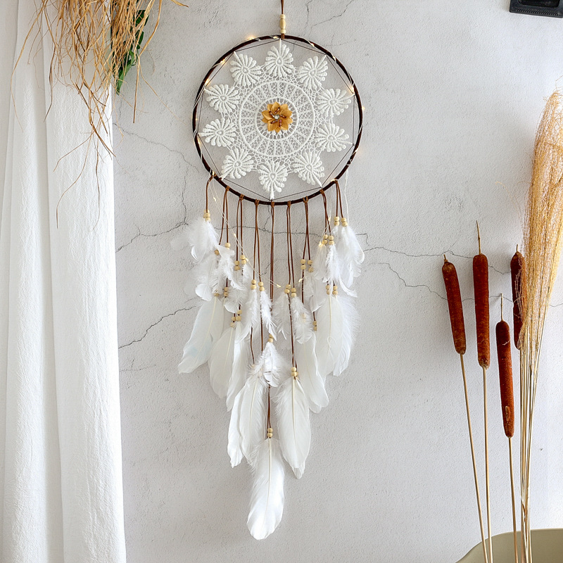 

Flower Dream Catcher White Decorative Objects Bedroom Living Room Wall Tapestries Wall Hangings 1223250