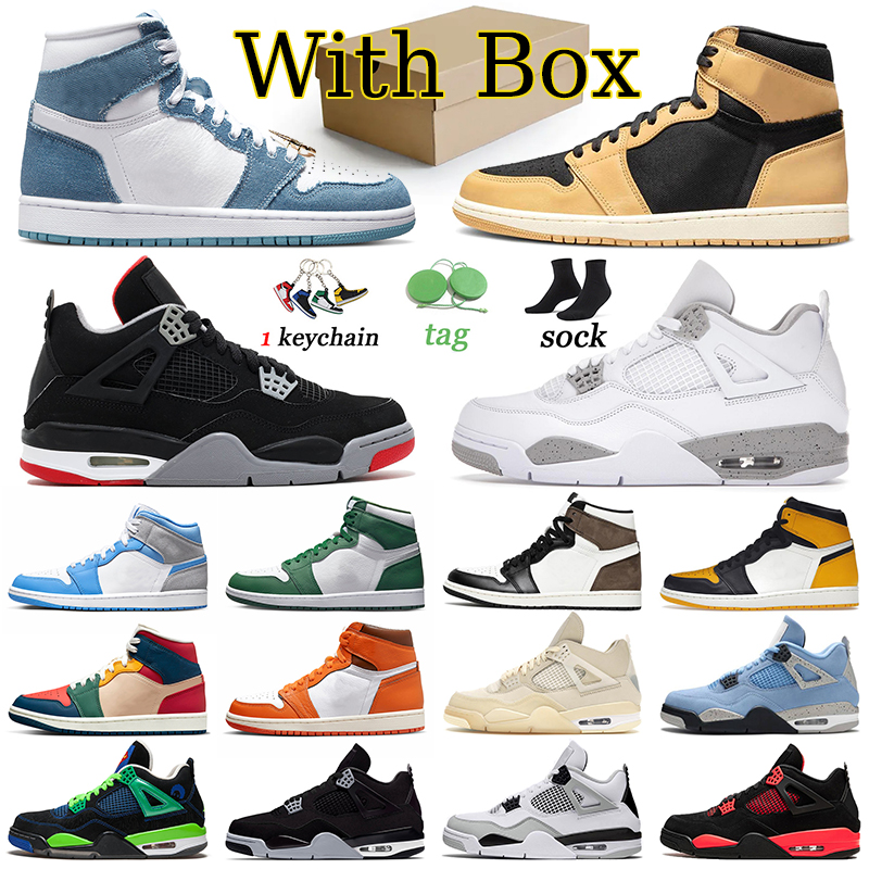 

Designer 1 1s Men Women Basketball Shoes Offs White 4 Military Black Canvas Jumpman Plate-forme Trainers Yellow Toe Starfish 4s Sneakers, 36-46 college grey
