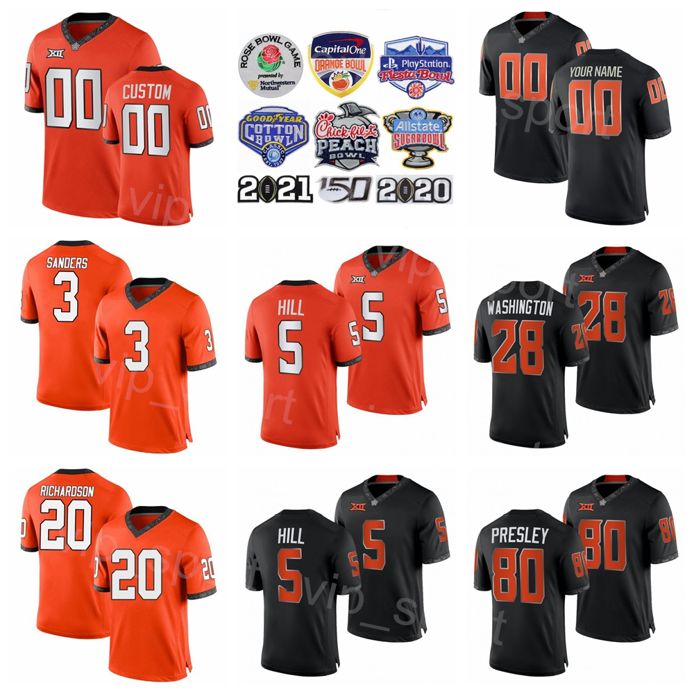 

NCAA College Oklahoma State Cowboys Football 28 James Washington Jersey 3 Marcell Ateman 17 Dillon Stoner 14 Bryce Balous 45 Chad Whitener 2 Mason Rudolph Stitched, Black