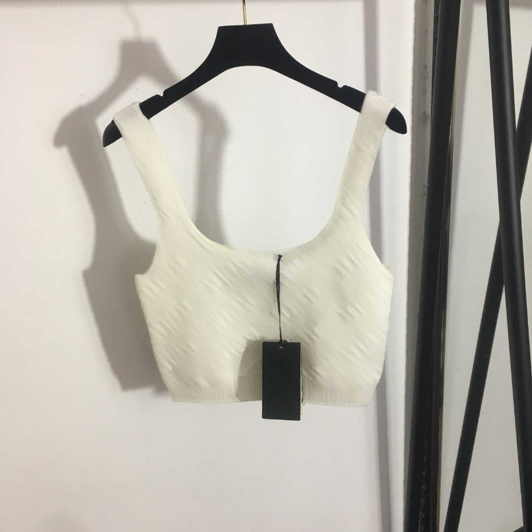 

Fashion Womens Tank Camis Tops Solid Color Halter Knit Vest Embossed Letter Printed Ornament Women T-Shirt Spring Autumn Fashion Items Crop Top 2 Colors