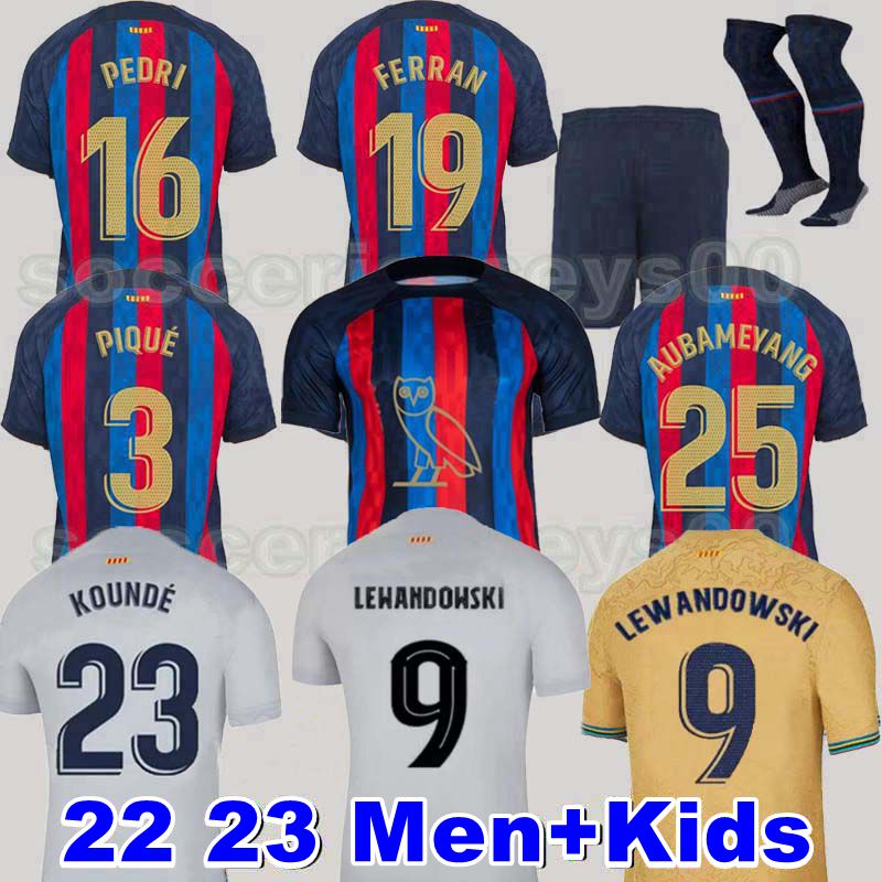 

Camisetas de football LEWANDOWSKI SOCCER JERSEY MEMPHIS PEDRI BARCELONAS RAPHINHA FERRAN 21 22 23 ANSU FATI 2022 2023 F. DE JONG DEST kit shirt men kids sets uniforms, 22 23 away +ucl