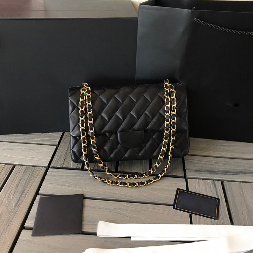 

9A Classic Flap Crossbody Bags Women's Purse Caviar Lambskin Fashion Designer Shoulder Bag Gold Silver Chain Clutch Wallet with Box, Apricot chain caviar