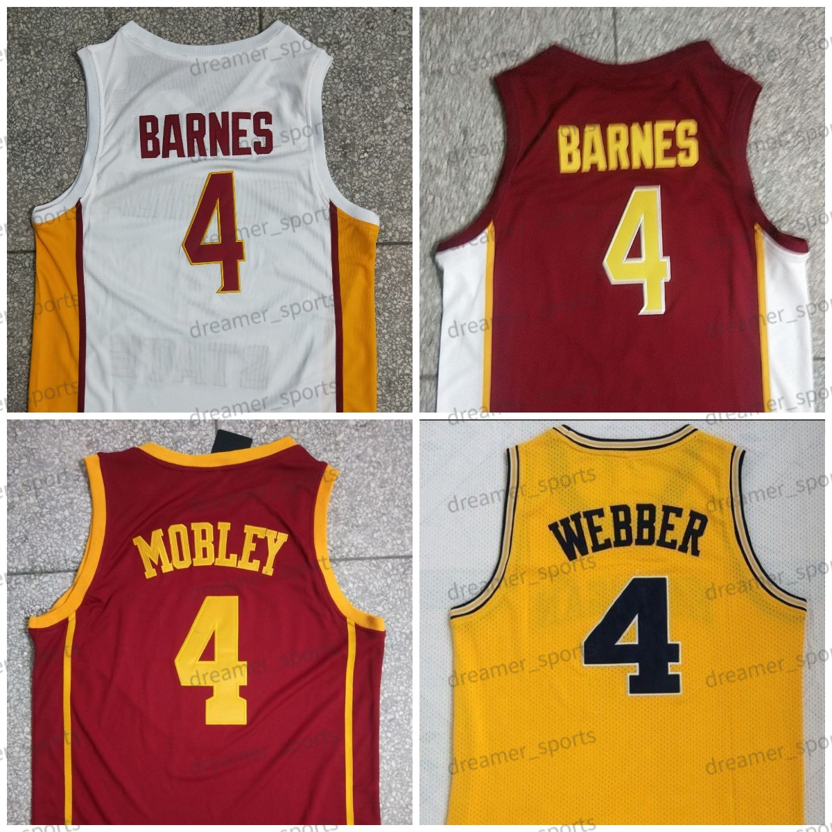 

NCAA Basketball Jersey College 4 Scottie Barnes USC Trojans 4 Mobley White 4 Chris Webber Red Mens Basketball Jerseys Stitched, Men jersey