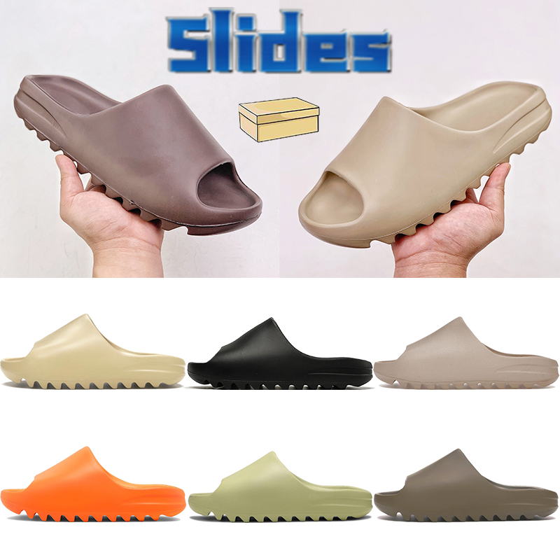 

Designer beach slides men women slippers pure resin core desert sand bone onyx soot earth brown fashion foam runner sandals, Bubble wrap packaging