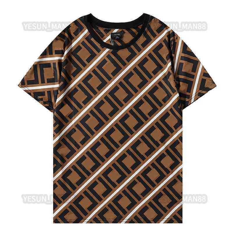 

Designer Luxury Fends Classic Fende Summer T Shirt FF Stripe Color Matching Printed Fashion Mens And Womens Loose Short Sleeve Tee, 19