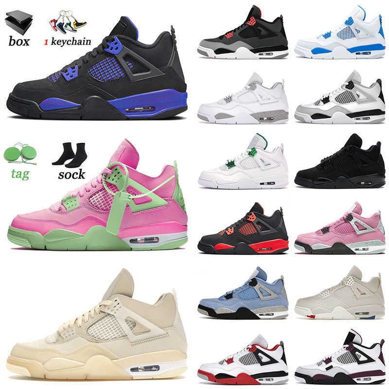 

New Jumpman 4 4s IV Mens Basketball Shoes Blue Thunder Sail Pink Military Black White Cement Canyon Purple Men Women Retro Sports Trainers Sneakers, Packaging. not sold separately