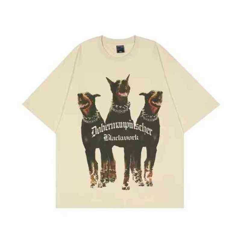 

Men' Streetwear 2022 Spring Summer T-shirt Cotton Letter Dog Print T Shirt Oversized Fashion Casual Men Women Couple Tee Top, 20