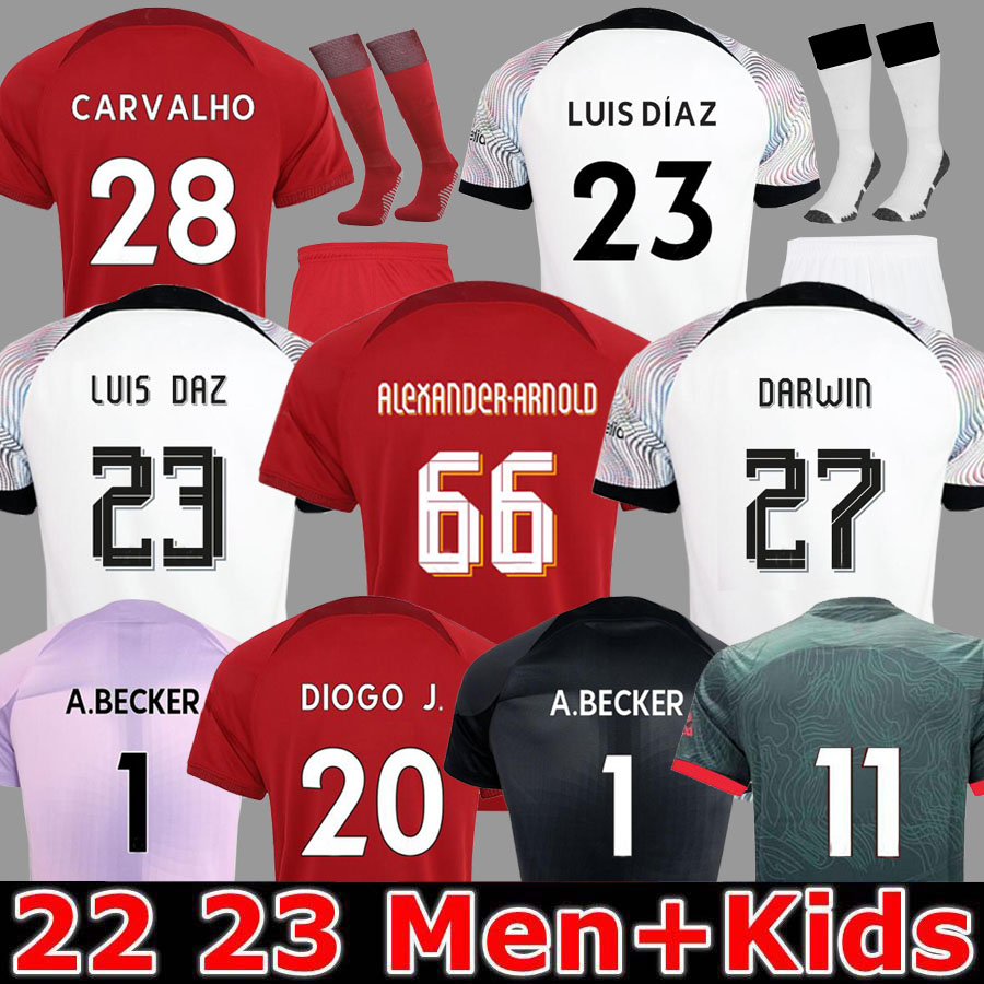 21 22 23 Maillots de football à domicile de la saison 2022 2023 Mohamed Firmino Diogo A.Becker Luis Diaz Football Shirts Men Kids Kits Uniforms M