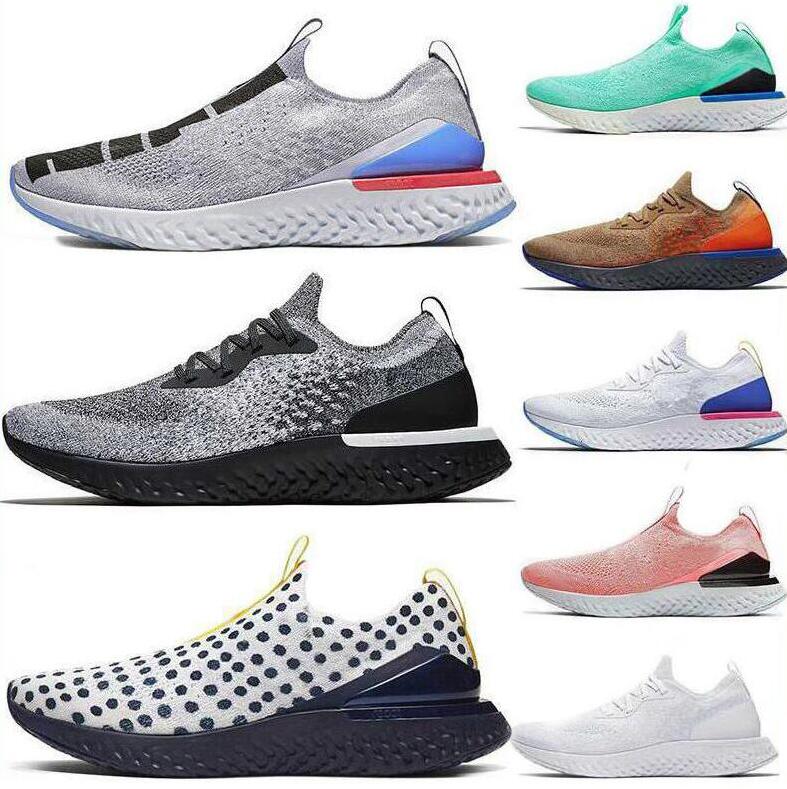 

EPIC React Shoes Mens Trainers shoes White ALL Black Racer Blue Designer Womens Primeknit Sneakers, A18 36-45 silver grey black spots