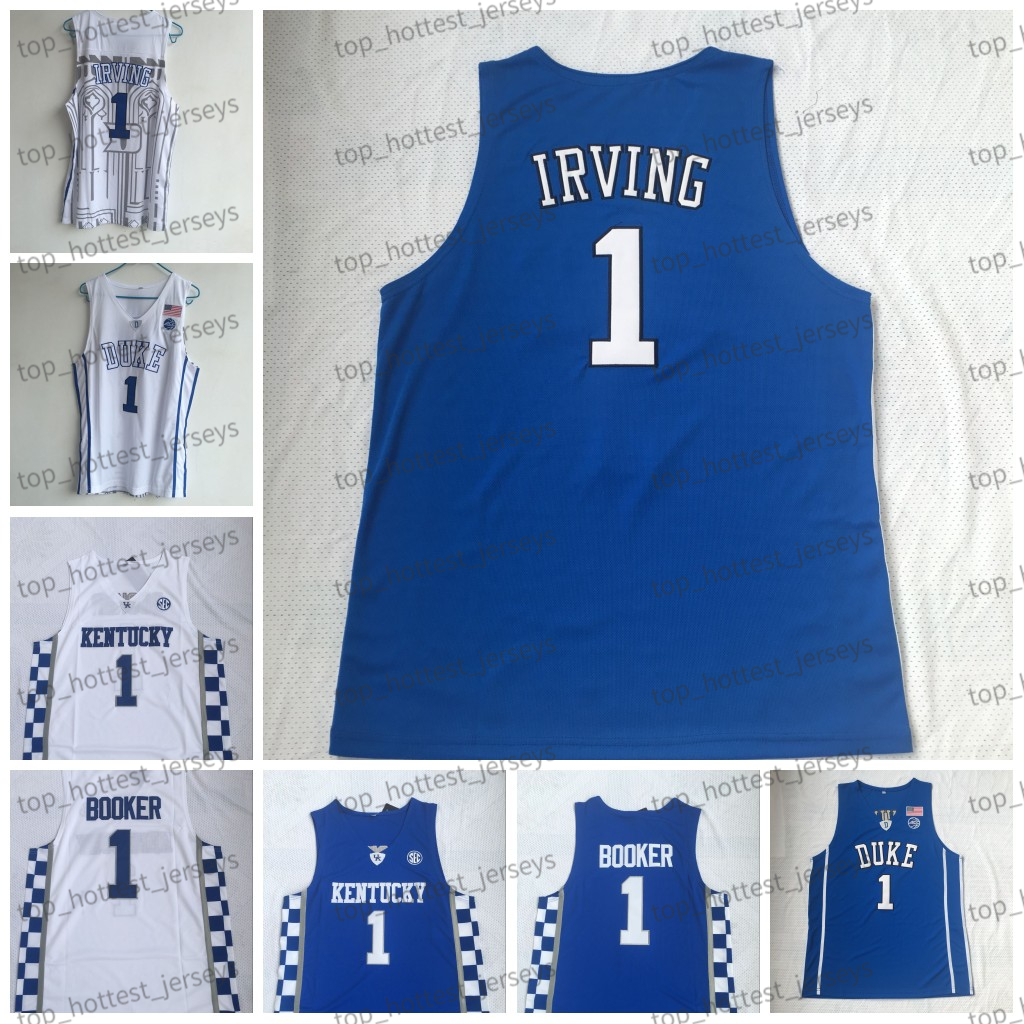 

NCAA Kentucky Devin 1 Booker Basketball Jersey Duke Blue 1 Kyrie College Irving White Mens Jerseys Stitched, Men jersey