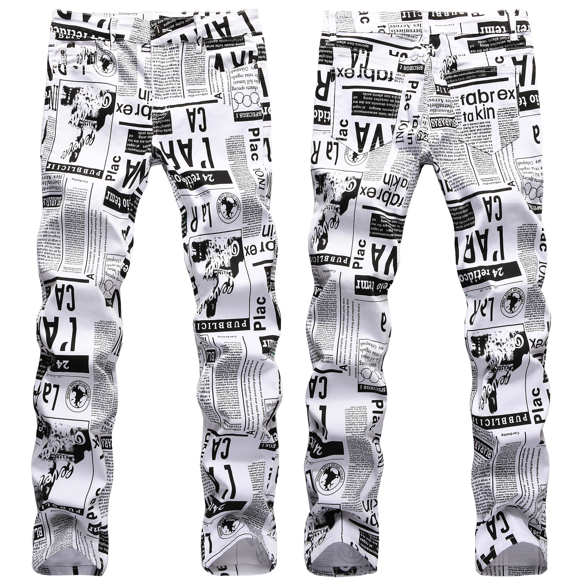 

Mens Designer Pencil Jeans Letter Printed White Denim Pants Fashion Club Clothing for Male Hip Hop Skinny Jeans, As pic