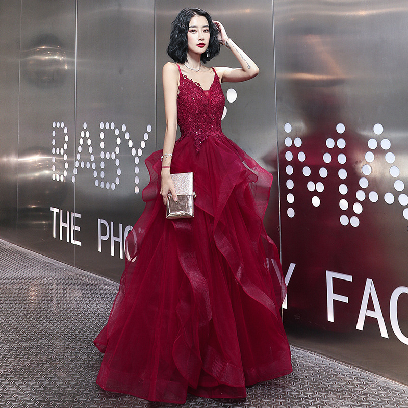 New Design red Mermaid Prom Dresses See Through Illusion Beading Evening Dress Custom Made Lace Appliques Celebrity Party Gown