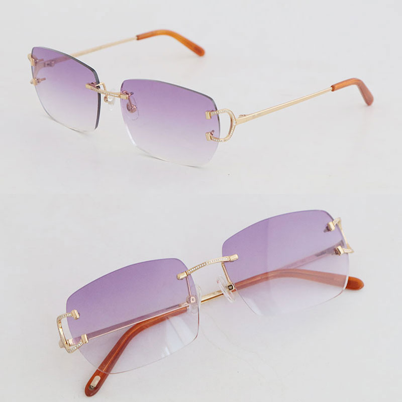 

Wholesale Sell Rimless Moissanite Diamond set Sunglasses Woman Metal Sunglass Luxury Micro-paved Diamond glasses Designer Rocks Eyeglasses Unisex Eyewear