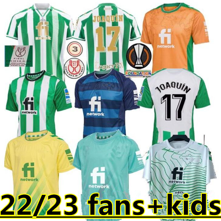 

21 22 23 real Betis soccer Jerseys copa DEL rey FINAL away JOAQUIN B.Iglesias camiseta de futbol Juanmi ESTADIO LA CARTUJA third 2022 special foot kids goalkeeper 666, Yellow