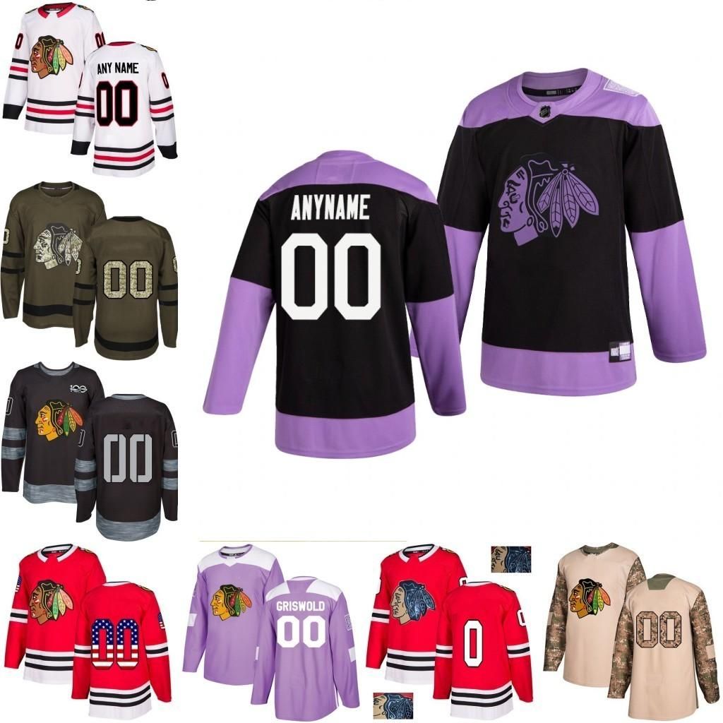 

Hockey 2019 fights cancer practice Custom Chicago Blackhawks men women youth 88 Patrick Kane 19 Jonathan Toews Corey Crawford hockey Jersey, Men white s-3xl