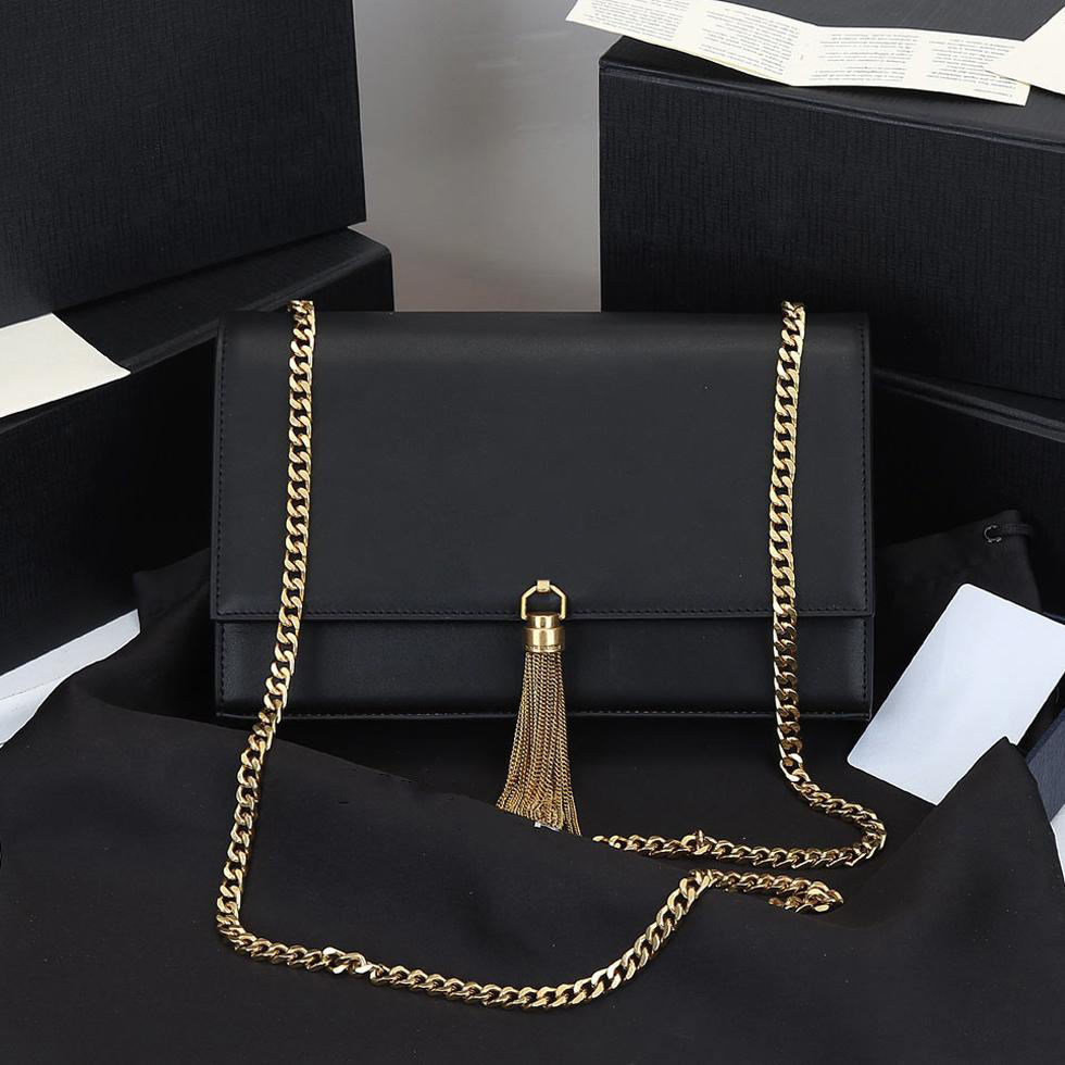 

Women Chain Shoulder Bags Fashion Designers Metal Pendant Hasp Crossbody Bags Lady Solid Color Leather Daily Storage Handbag Clutch Tassel Charm Flap Coin Purse, Green golden hardware