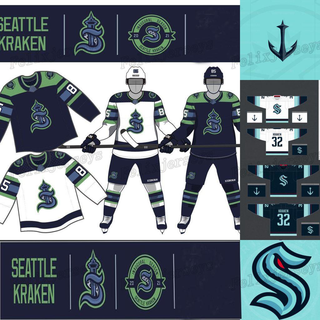 

Seattle Kraken 2021 Hockey Jersey 32th New Team Custom Home Road Jersey Any Nunber Any Name Men Women Youth White Navy, White men: size s-3xl
