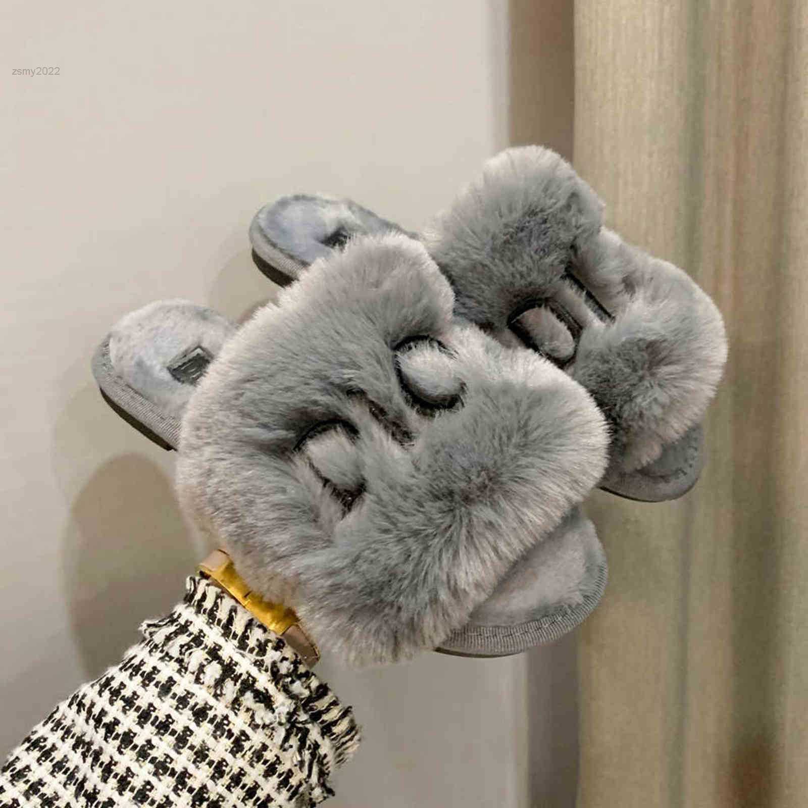 

Shoes Flip Flops Slippers Designer Fashion Anti-Slip Female Slides Women Furry Fluffy Luxury Brand Warm Indoor, Black