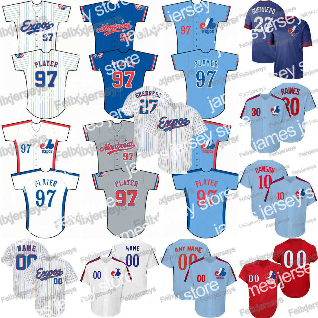 

Baseball Jerseys 30 Tim Raines Montreal Expos 27 Vladimir Guerrero Pete Rose Pedro Martinez Gary Carter Andre Dawson Stephen Strasburg, White stripe